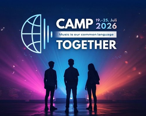 Jugendliche aus dem Märkischen Kreis können sich aktuell für die internationale Sommerfreizeit "CampTogether" anmelden. Bei der Aktionswoche im Partnerkreis Elbe-Elster wird sich alles um das Thema "Music is our common language" drehen. Grafik: Landkreis Elbe-Elster